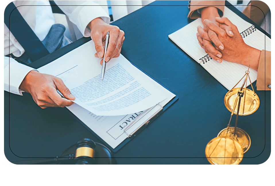 A Man and woman hands doing some paper work like contract